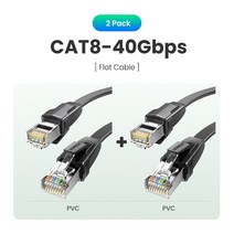 오디오 광 케이블 옵티컬 인터넷 전선 컴퓨터 선 U그린 이더넷 캣8 40Gb개s 2000MHz 캣 8 네트워킹 나일론 꼰 랜 코드 노트북 PS 4 라우터 RJ45, [06] Cat 8 Flat PVC 2Pcs, [01] 0.5m