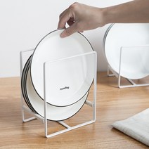 접시 정리대 주방 용품 거치대 그릇 꽂이 접시렉 다용도 접시정리 미니선반, 화이트