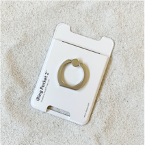 억스 정품 아이링 포켓2 휴대폰 악세사리 카드2장 스마트링 핸드폰거치대 고리링, 펄 화이트