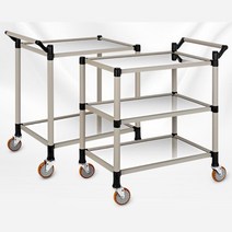 업소용 서빙카트 2단 3단 단체급식 뷔페 운반카 장바구니 짐수레, 일반형 스텐 3단 특대