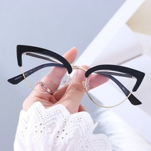 안경김서림방지제 클리너 일회용 방지 김서림 안티 블루 라이트 차단 고양이 눈 안경 금속 프레임 여성 럭, 02 black