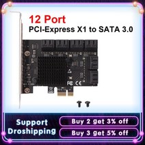 그래픽 카드 PCIE 어댑터 20/16/12 포트 PCI-Express X1-SATA 3.0 SA3112J 확장 카드 6Gbps 고속 PCI-E X4 X8 X16 카드 추가, CHINA_SA3112J 12 Port