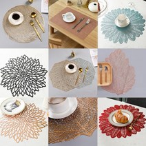 6종 방수 테이블매트 플레이팅 호텔 북유럽 식탁매트 구름식탁매트 실리콘식탁매트, 모던형, 우드형(실버)