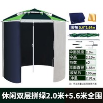 파라솔바람막이 그늘막 덮개 가림막 후라이 커버 방풍 비치 천막 접이식 캠핑 해변 낚시, 캐주얼 이중패턴 2.0m+5.6m(전둘레)