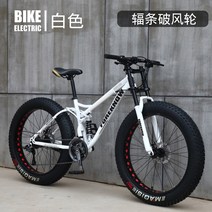 광폭타이어 MTB 하드테일 바퀴큰자전거 팻바이크 산악용 자전거 학생용 성인용, 화이트[스포크휠] + 7단개