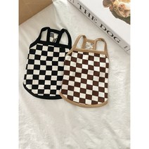 강아지여름끈나시 애견체크골지민소매 초소형견옷 아기반려견옷 XXS, 블랙