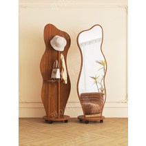 전신 거울 행거 회전 옷걸이 스탠드 바퀴 전신거울, 블랙
