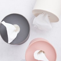 리빙스토리 국산 호텔식 가죽 휴지케이스 각티슈케이스, 1개, 원형케이스 인디핑크
