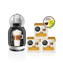 Krups KP123B 네스카페 돌체구스토 미니 미 커피 캡슐머신1500와트 아틱 그레이블랙 + 네스카페, 머신 + 라떼 마끼아또 커피 캡슐 90개, 아틱 그레이