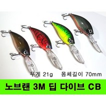 노브랜 3M 딥다이브 크랑크베이트 크랭크베이트 (무게) 21g (몸체길이) 70mm, 4번