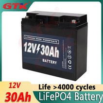 리튬인산철배터리 Gtk 리튬 철 인산염 배터리 팩 12V 100Ah LiFePo4 내장 BMS 태양광 보트 RV용, 06 12V 30Ah