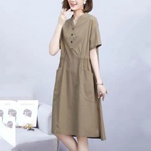 마원피스 여름 와이드 루즈핏 빅사이즈 여성의류 반팔 측 셔츠 린넨 2636860022