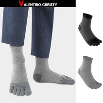 발렌티노크리스티 남성용 기능성 면100 특허 발가락양말 순면 포인트 줄무늬 중목 5켤레