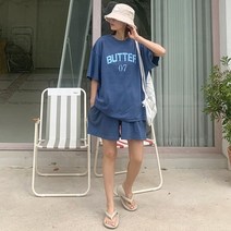 애플망고샵 오버핏 버터세트 데일리 여름반팔반바지 홈웨어 편한상하의세트