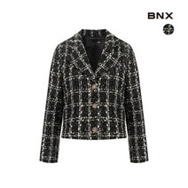 [BNX] 여성 트위드 체크 쓰리버튼 크롭 자켓
