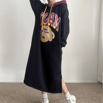 에이치스 빅사이즈 오버박시핏 빅후드 기모 롱롱 원피스