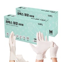 슈베스 라텍스장갑 200매 니트릴장갑 주방 요리용 위생 일회용고무글러브 셰프 쉐프 미용 세차, 라텍스장갑 네츄럴, L (100매x2개)