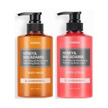 쿤달 네이처바디워시500ml + 바디로션500ml 라비앙로즈향, 1세트