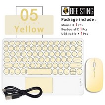 인체 생명학적 무선 키보드 마우스미니 키보드 및 마우스 콤보 ipad pro 태블릿, 10인치, 노란쥐