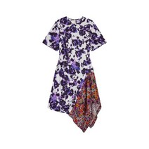 DRIES VAN NOTEN 드리스반노튼 여성 배색 플레어 실크 원피스 - 다크 퍼플