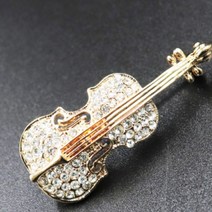 고급스러운 바이올린 브로치 수공예 의류 액세서리 큐빅 보석 패션 옷핀