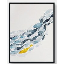 돈이 들어오는 물고기그림 파란색 흐르는 물고기 그림 코어 거실 소파 배경 벽 그림 침실, 20x25cm 프레임 없음, 1