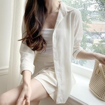 여자 여름 쿨린넨 시원한 남방 셔츠