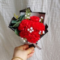 플로랄벨로 납골당 추모 성묘 실크플라워 미니 꽃다발 택1, 레드비누카네이션