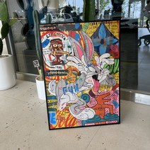 버니 스트릿 낙서 팝아트 캔버스그림 액자 인테리어 소품 오브제, 알미늄 화이트 무광