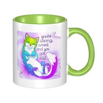 세트 예쁜 찻잔당신은 강하고 똑똑하며 이것을 얻었습니다! Snuggly Kitty Yerba Mate 커피 컵 세트 맞춤형, 04 Green_01 301-400ml