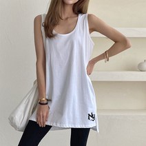 오브치치 루즈핏 빅사이즈 민소매티 민소매 티셔츠 나시티 레이어드 티셔츠 레이어드티 나시티셔츠 사계절 무지티셔츠 반팔티 롱나시티 롱나시