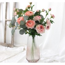 수채화톤 칼라꽃잎 라넌큘러스 조화 계절 네추럴 카페, 핑크