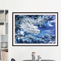 큐빅 아트 비즈 자수 가득 행운 가득 풍수 인테리어 용 그림 보석십자수 재료 만들기, 60X50CM