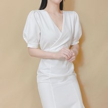 랩리본 셀프웨딩 드레스 브라이덜샤워 원피스 제주 스냅촬영 소매 퍼프 피로연 예복 원피스