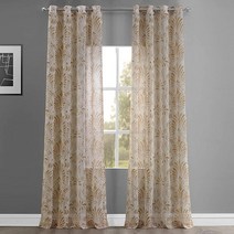 HPD Half Price Drapes SHCH-PS18041C-96-GR 그로밋 프린트 인조 리넨 시어 커튼 (1 패널) 137.8 X 22.9 cm 제니아 탠