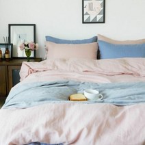 1300K 소프트팔레트 워싱린넨 베딩 로즈쿼츠 싱글홑겹기본