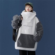 시밀러룩 커플 개구리 까마귀 커플 매칭 자켓 여성 느슨한 hoody lambswool 후드 편지 인쇄 상어 공격 스웨터