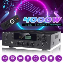 AV-80 블루투스 5.0 HIFI 스테레오 증폭기 홈 시어터 앰프 FM 송신기 홈 시어터 오디오 수신기, 미국, EU Plug