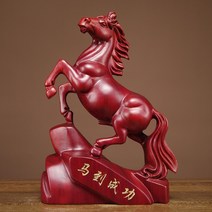 개업 공예 기념 나무 말 선물 승진 장식품 적토마 조각 조각상 집들이 축하 트로이 풍수 행운 홈 회사 흑마, BH.붉은꽃무늬배를정교하게조각-높이40cm