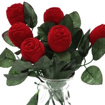 SINPAID 쥬얼리 케이스 반지 귀걸이 목걸이 커플 선물 발렌타인 상자 보석 박스 포장 조화꽃 장미 화이트 데이 사과 딸기 보관함 보석함, 장미(퍼플)