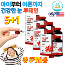 식약처인정 미국직수입 눈이 침침 뻑뻑할때 공부할때 먹는 젤리 눈에좋은 어린이 유아 청소년 초등학생 고3 공시생 황색밀도 유지도움 약국 홈쇼핑 루테인 뉴테인 꾸미 영양제 약 6개월분, 90구미 x 6통, 6개