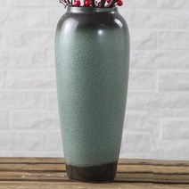 도자기 아메리카노 빈티지 도자기 항아리 드라이 플라워 수양 작은 꽃병 거실 TV 카운터 꽃꽂이 장식 화분, 대형(높이34Cm,입9,폭16)