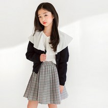 마임 아동 여아 주니어 라운드 니트 단추 가디건