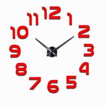 현대 디자인 큰 벽시계 3D DIY 석영 시계 유행 시계 아크릴 거울 스티커 거실 가정 장식 Horloge, Red D_27 inch 2D (No EVA)