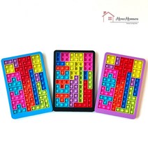 하우홈즈 푸쉬팝 테트리스 팝잇 블럭 퍼즐 블록 칠교놀이 KC인증 집콕놀이 두뇌회전 치매예방, 블랙