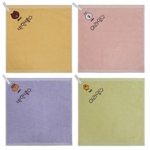 라인프렌즈 플라워리 어린이집생일선물 이름자수 고리핸드타올, 1매, 초코(퍼플)