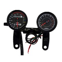 World Imp Motor 자전거 12V 용 전기 타코미터 & 기계식 스피드 미터 세트 혼다 용 원숭이 고릴라 등 스테인레스 스틸 블랙 라이트 블랙 패널 스테이 포함