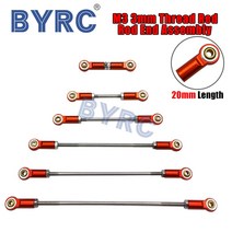 알루미늄 M3 3mm 스레드 20mm 길이 레드 로드 엔드 어셈블리 타이로드 슈트 1/10 RC 크롤러 자동차용, [10] M3 90mm