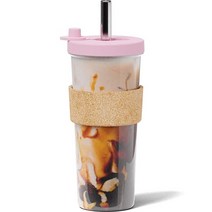 Dodoko 710ml(24온스) 누출 방지 재사용 가능한 보바 컵 및 스무디 텀블러 재밀봉 뚜껑 플러그 포함 | 버블티 보바를 위한 넓은 스테인리스 스틸 빨대 식기세척기 사용, Bubble