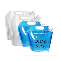 WINGLESCOUT 워터탱크 접이식 물주머니 급수탱크 2세트 15L 10L 대용량물탱크 경량 대구경 방재급수주머니 폴리탱크수 비상용급수주머니 저수여행 등산 피난운동 아웃도어용 방, 투명 10L 2+파란 5L 2